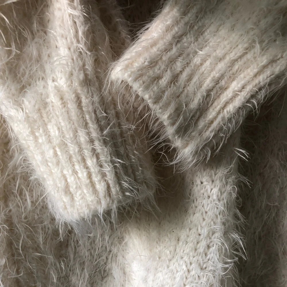 Anthropologie Gray and Cream Cowl Neck Sweater - Picture 10 of 15
